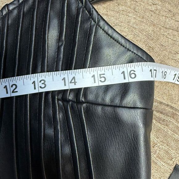Anthropologie Let Me Be Faux Leather Pintucked Black Bustier Cami S NWT - Picture 9 of 15
